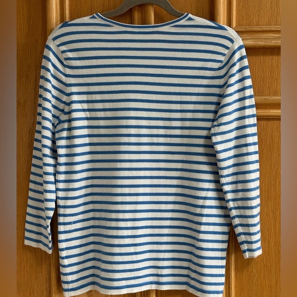 J.McLaughlin Piper Sweater Blue & White Stripe Pocket Top | Size M - Picture 6 of 9